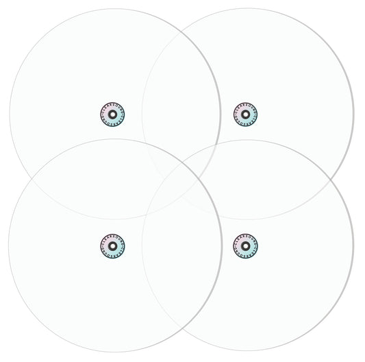 4 clear cymbal baffles for drum set.